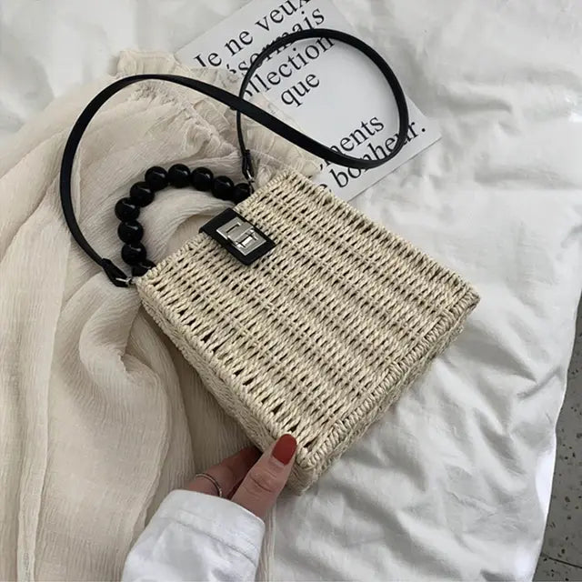Hand-woven Women Straw Bag Ladies Small Shoulder Bags Bohemia Beach Bag Crossbody Bags Travel Tote Female Handbag Box Holiday