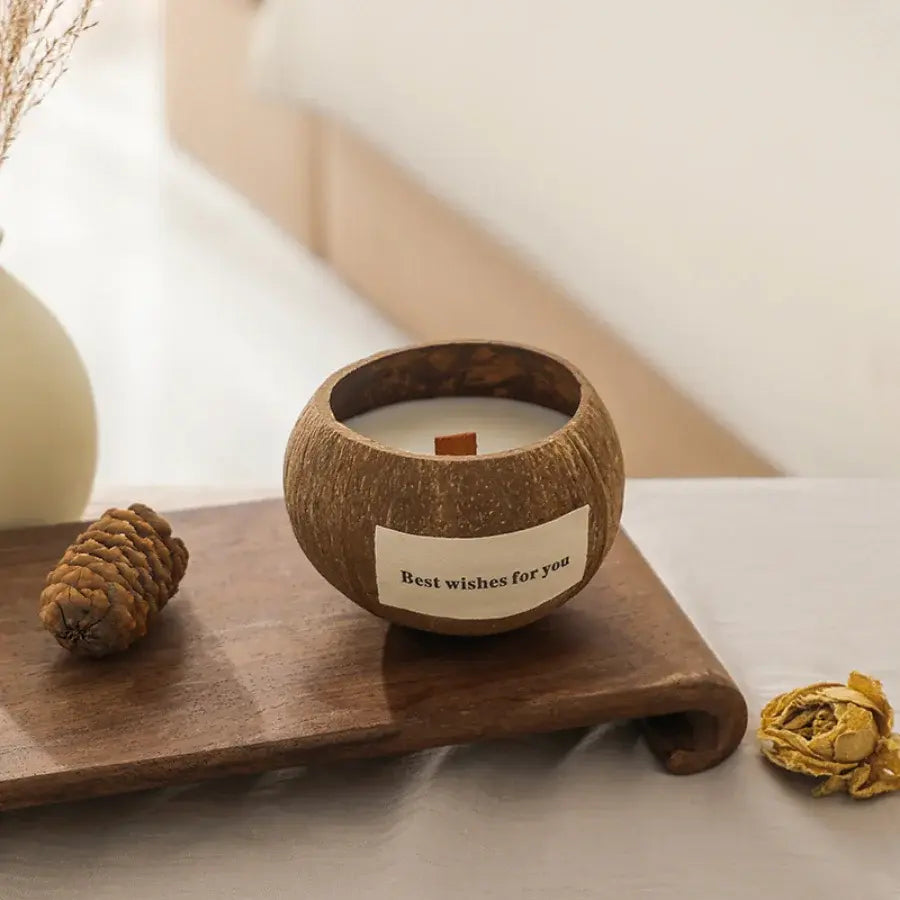 1pc Natural Coconut Shell Coconut Scented Candles, Soy Wax Aromatherapy Scented Candles, Table Ornaments, Home Decors Candle