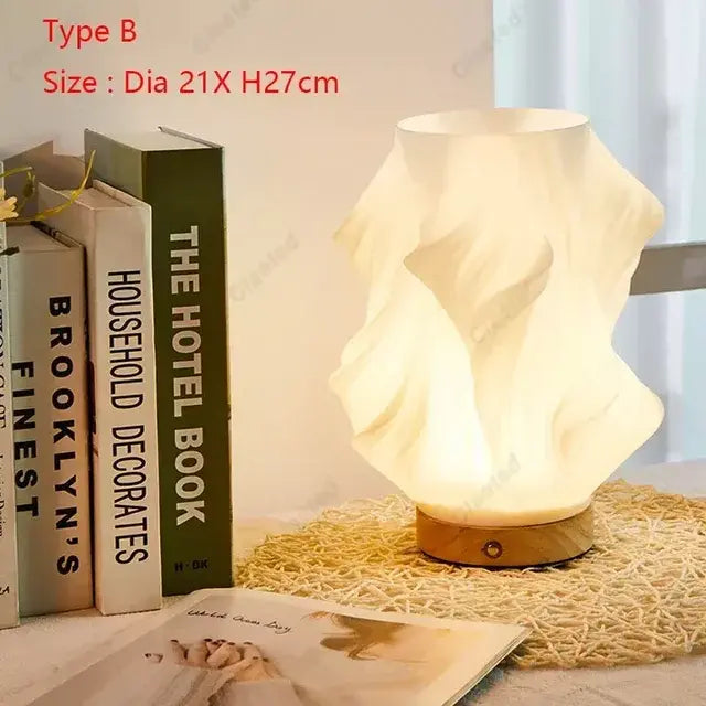 7W Wood Table Lamp For Bedroom USB Rechargeable Bedside Lamp Stepless Dimmable LED Desk Light Home Christmas Decoration