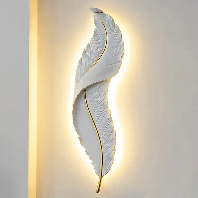 Modern Feather Resin Wall Lamps LED Wall Sconces Bedroom Bedside Living Room Background Wall Hallway Home Decor Indoor Lighting