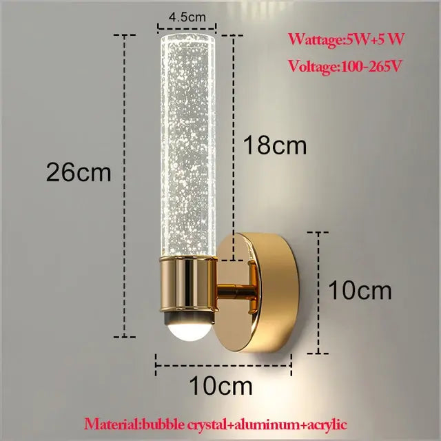 Modern Bubble Crystal Wall Lamps LED Wall Sconces Living Room Bedroom Bathroom Corridor Aisle Indoor Decor Home Hanging Lights