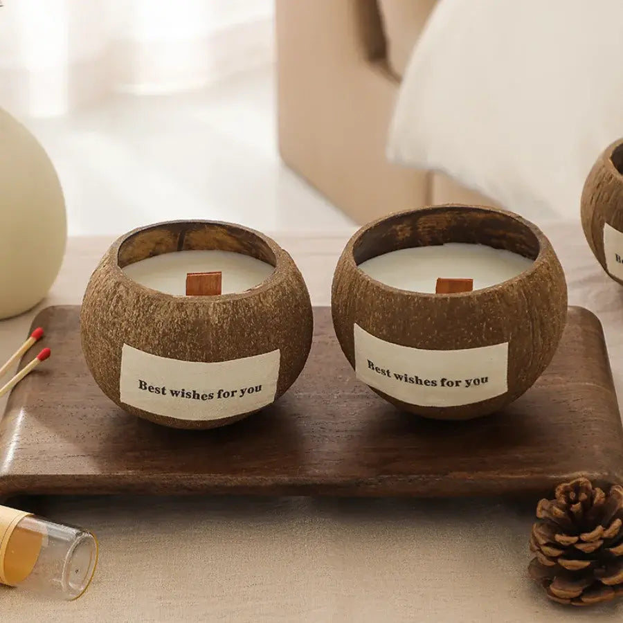 1pc Natural Coconut Shell Coconut Scented Candles, Soy Wax Aromatherapy Scented Candles, Table Ornaments, Home Decors Candle