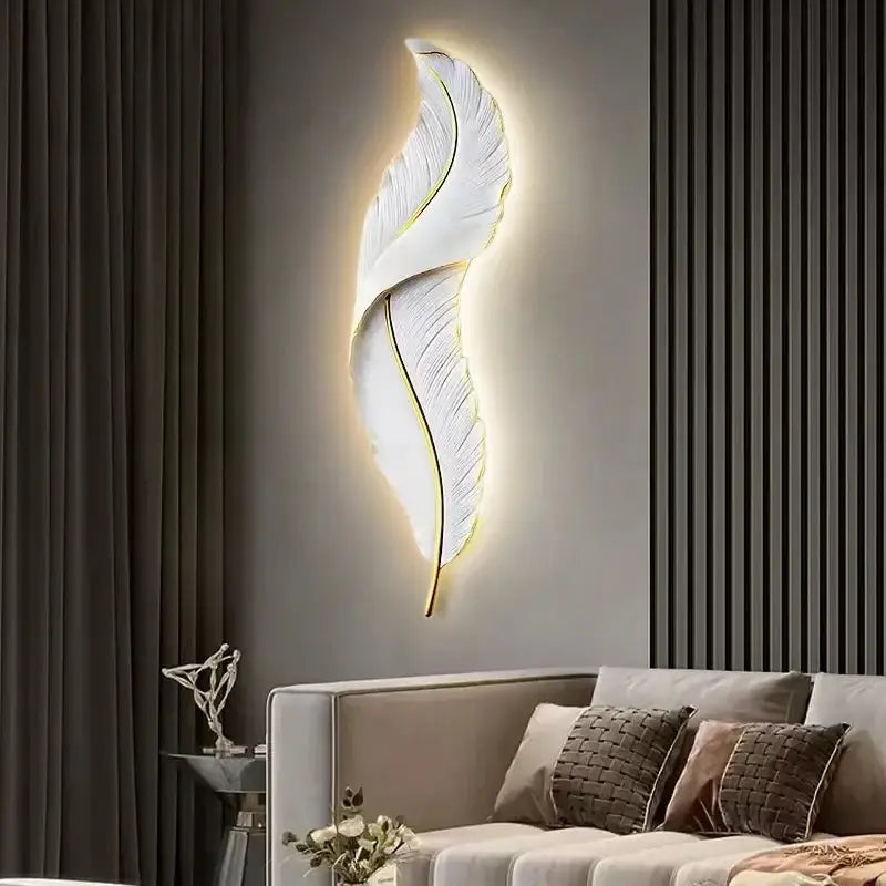 Modern Feather Resin Wall Lamps LED Wall Sconces Bedroom Bedside Living Room Background Wall Hallway Home Decor Indoor Lighting