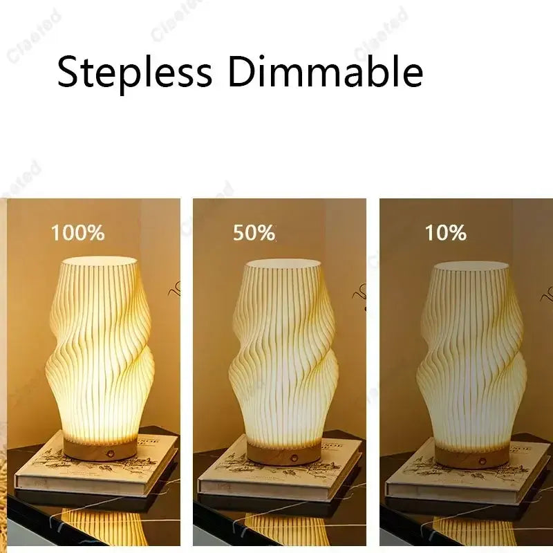 7W Wood Table Lamp For Bedroom USB Rechargeable Bedside Lamp Stepless Dimmable LED Desk Light Home Christmas Decoration