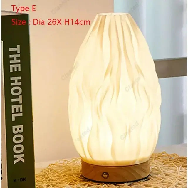 7W Wood Table Lamp For Bedroom USB Rechargeable Bedside Lamp Stepless Dimmable LED Desk Light Home Christmas Decoration