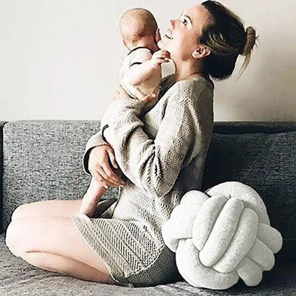 Warm Nordic Style Round Pillow Cushion Velvet Knotted Cushion Solid Baby Rest Sleep Dolls Stuffed Kid Adult Bedroom Decor