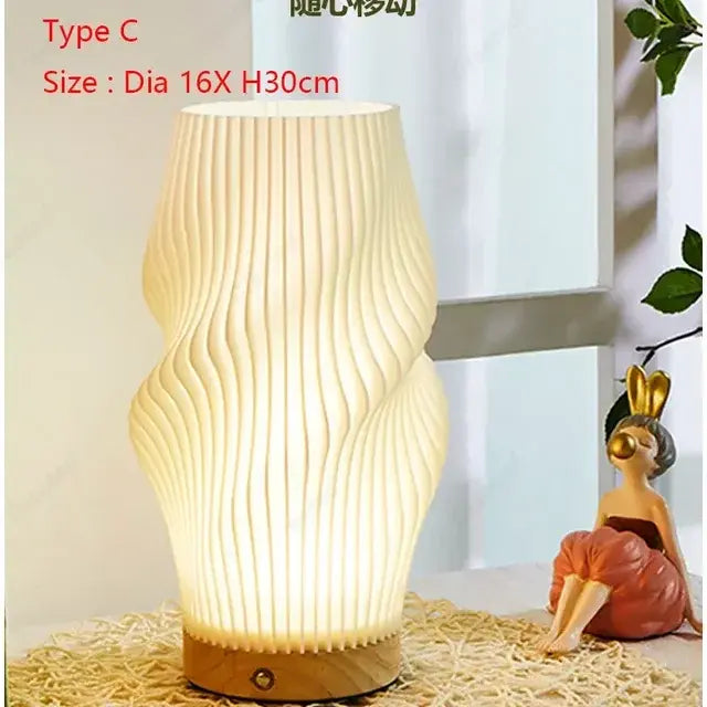 7W Wood Table Lamp For Bedroom USB Rechargeable Bedside Lamp Stepless Dimmable LED Desk Light Home Christmas Decoration